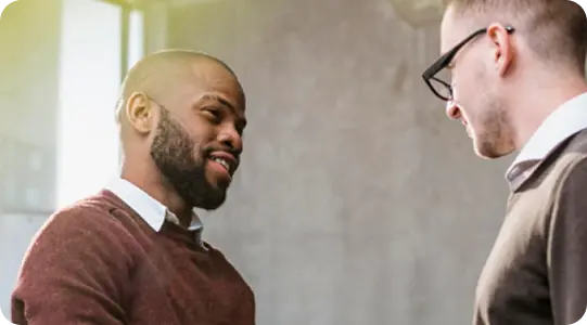 Group of diverse people brainstorming together