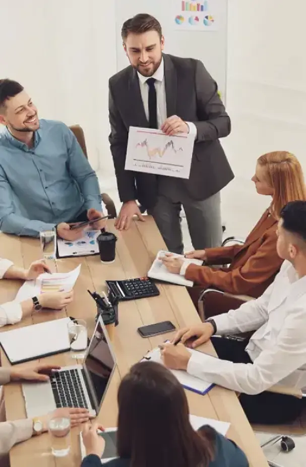 Professional brainstorming session in office