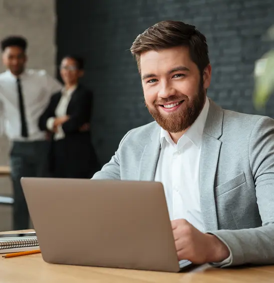 Team collaborating on project in office setting